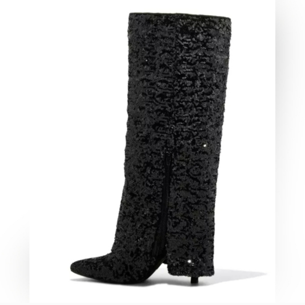 Black Sequin Boots
